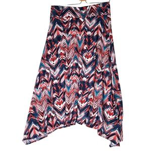 STUDIO 253 Women's XLarge Geometric Print Asymmetrical Hem Maxi Skirt
